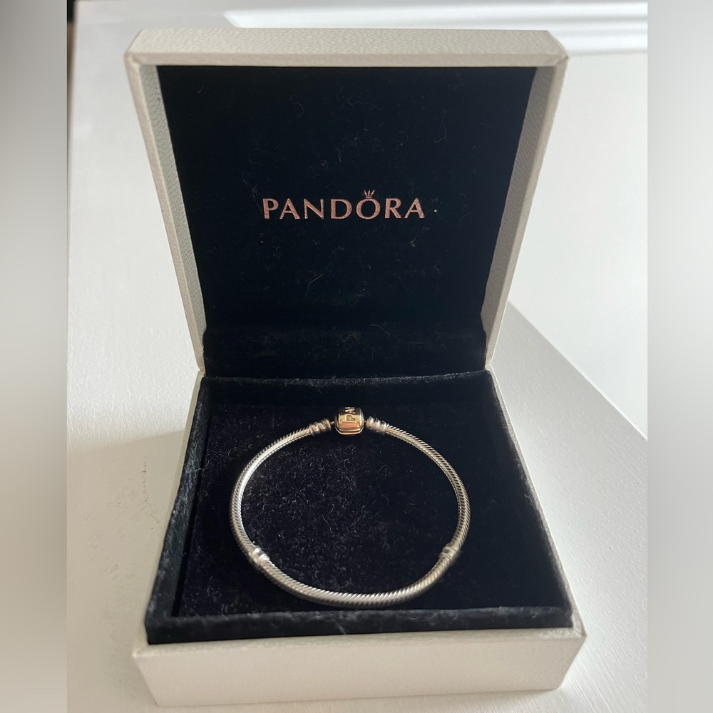 Two Tone 14k Gold and Sterling Silver Pandora Bracelet